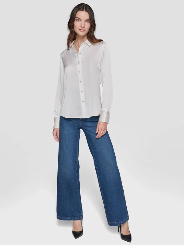 Camisa de lujo con puños de pedrería