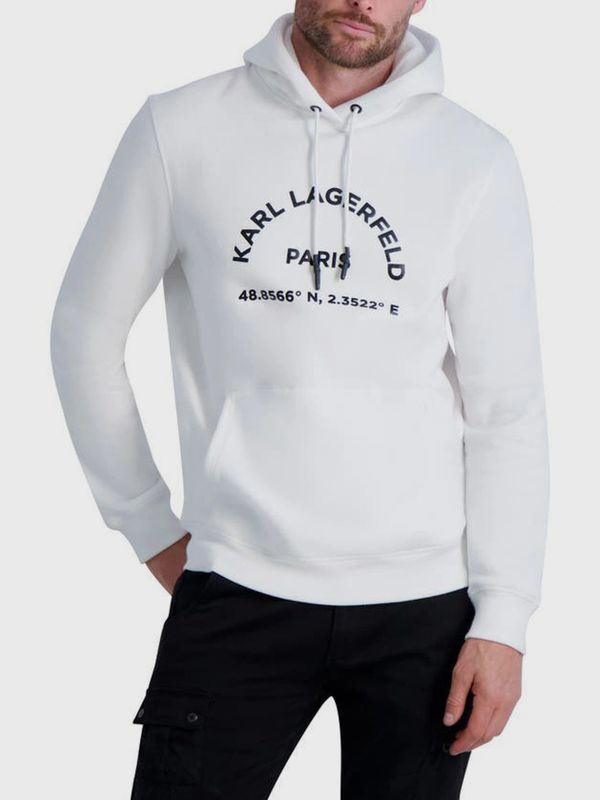 Polerón con gorro y logotipo en forma de arco