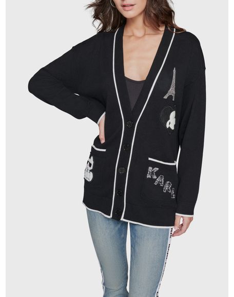 Sweater cárdigan con parches