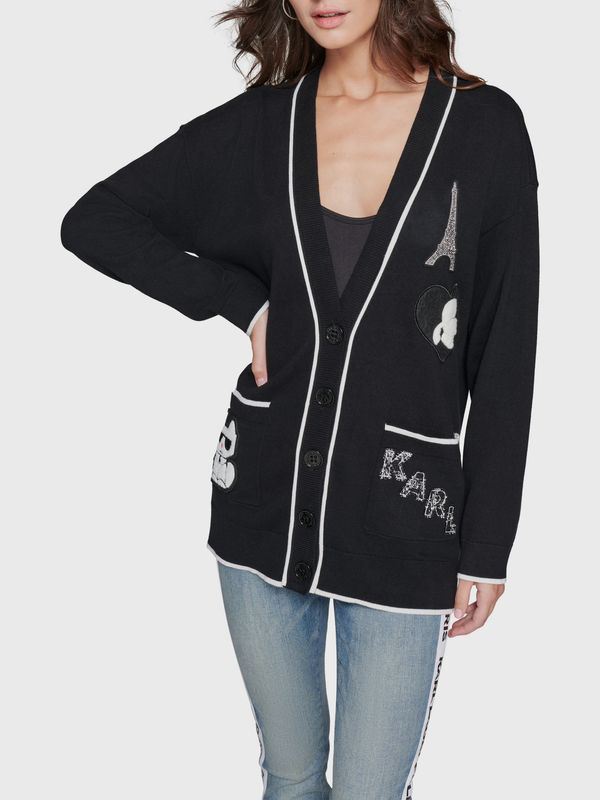 Sweater cárdigan con parches
