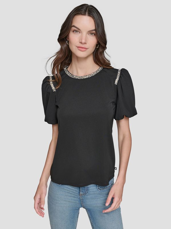 Blusa con ribete de tweed