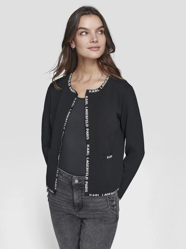 Sweater cárdigan con ribetes de logotipo