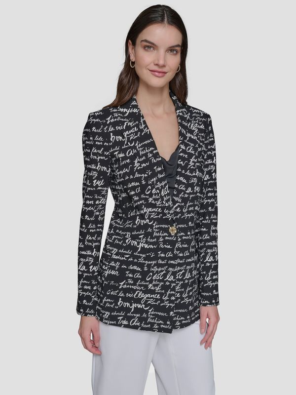 Blazer con estampado de texto tejido