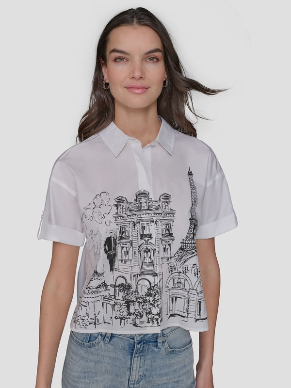 Camisa cropped Paris scene