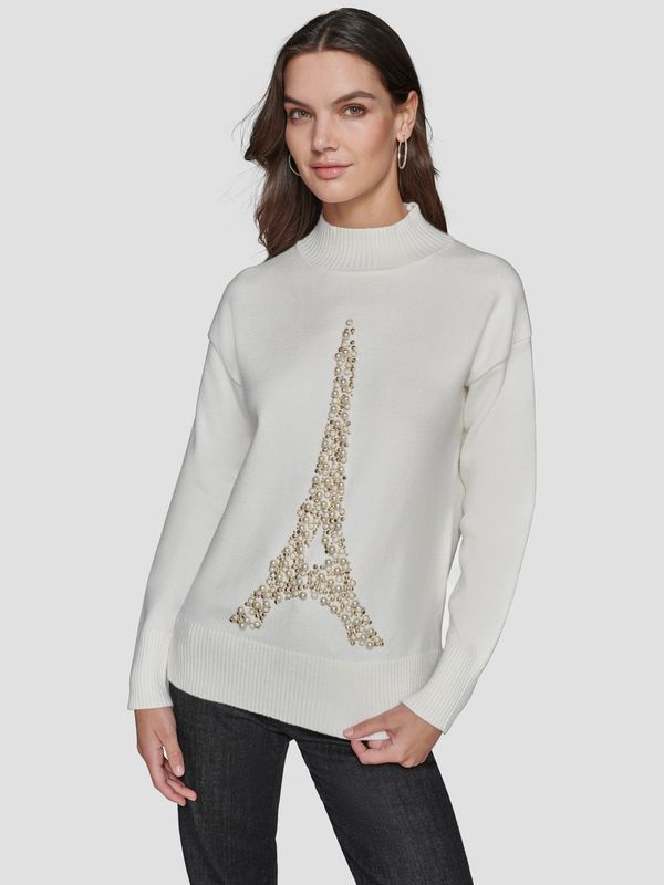 Sweater con Torre Eiffel a perlas