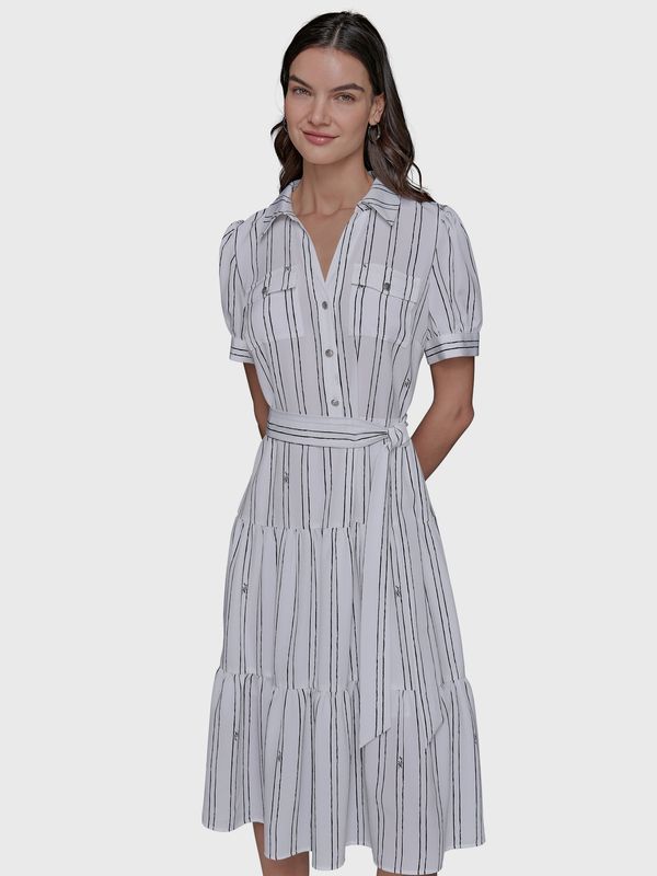 Vestido midi con estampado de rayas