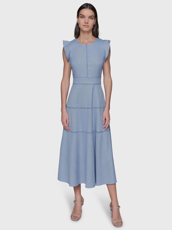 Vestido midi con detalles de encaje
