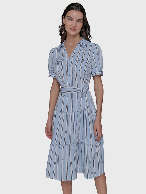 Vestido midi con estampado de rayas