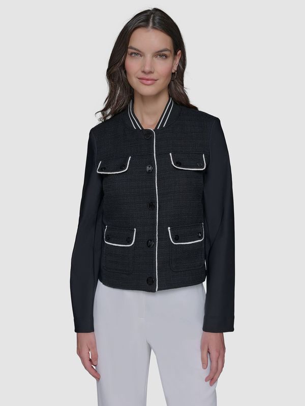 Chaqueta de tweed con múltiples bolsillos