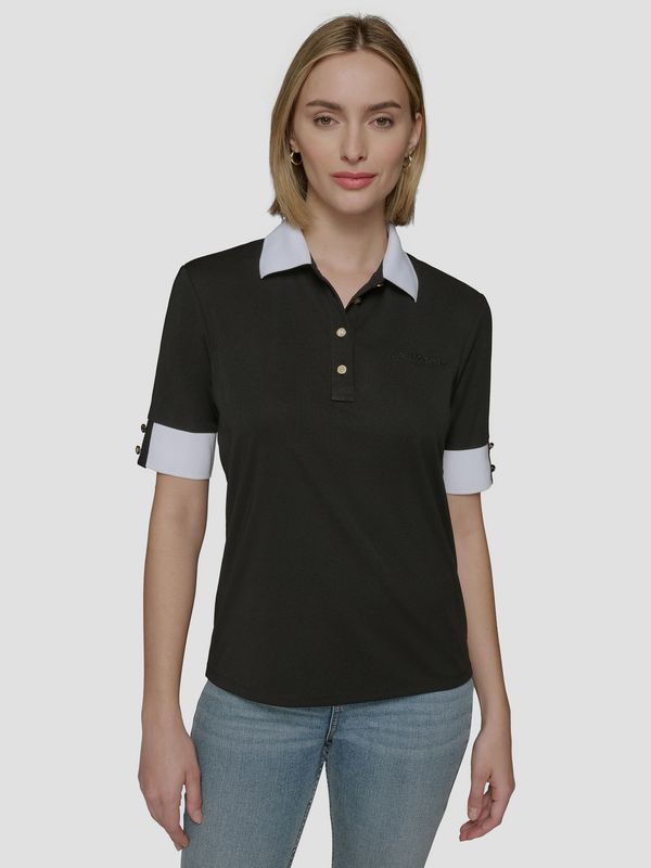 Polera henley con puños en contraste