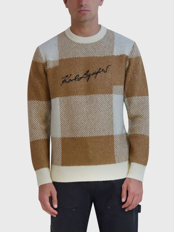 Sweater cuadros grandes con la firma de KARL