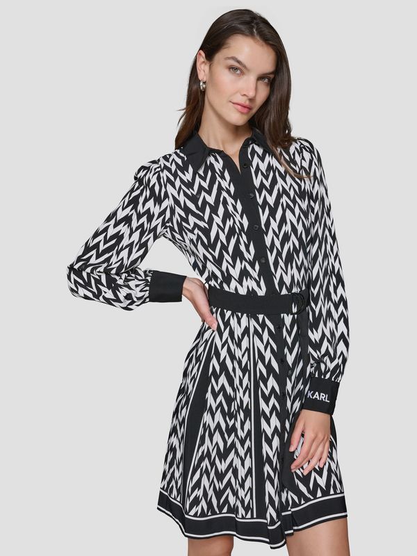 Vestido de manga larga con cinturón ajustable