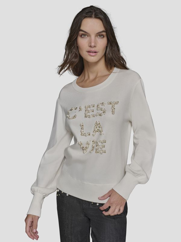 Sweater con adorno de perlas