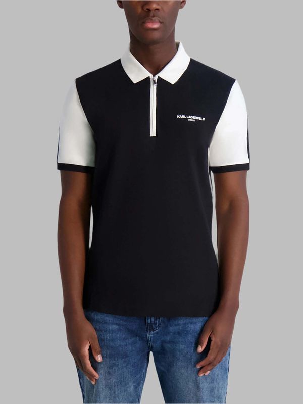 Polo colorblock con logo en contraste