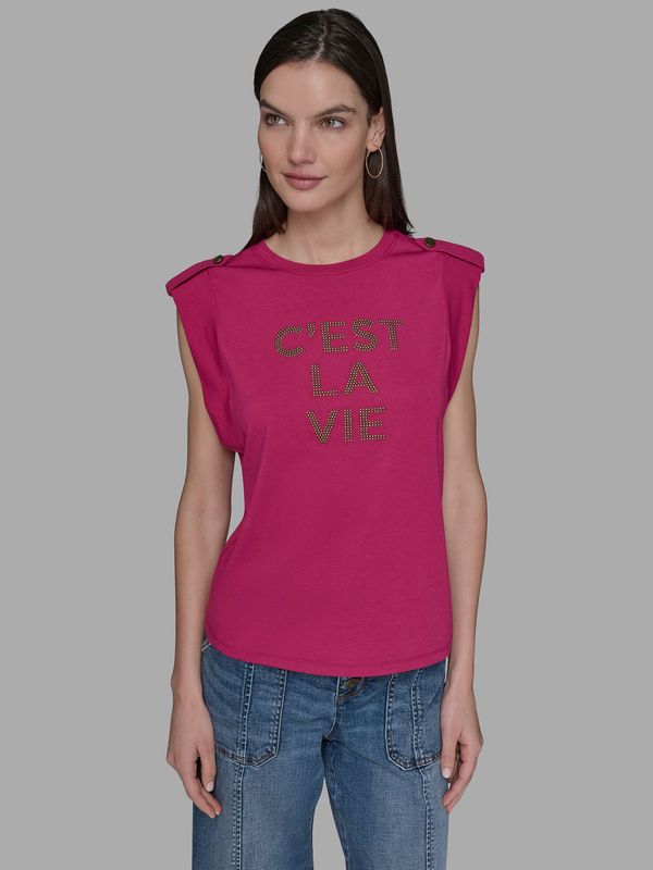 Polera sin mangas con estampado C est la vie