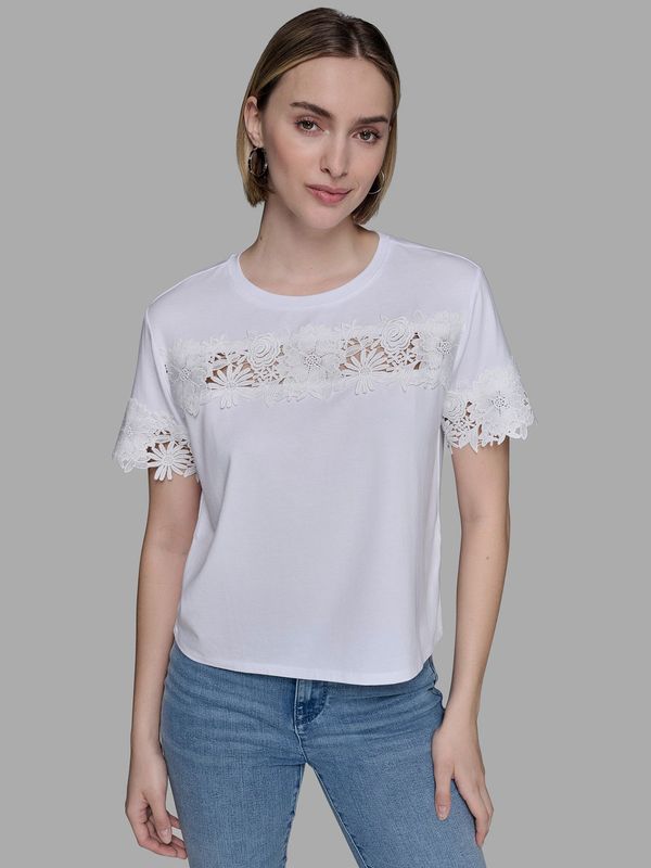 Polera de punto con detalle de encaje