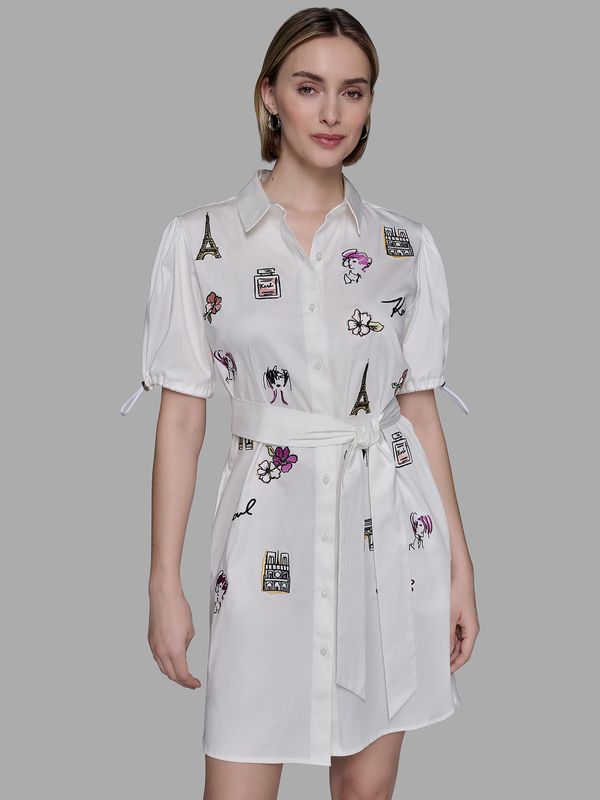 Vestido con bordados distintivos de Karl