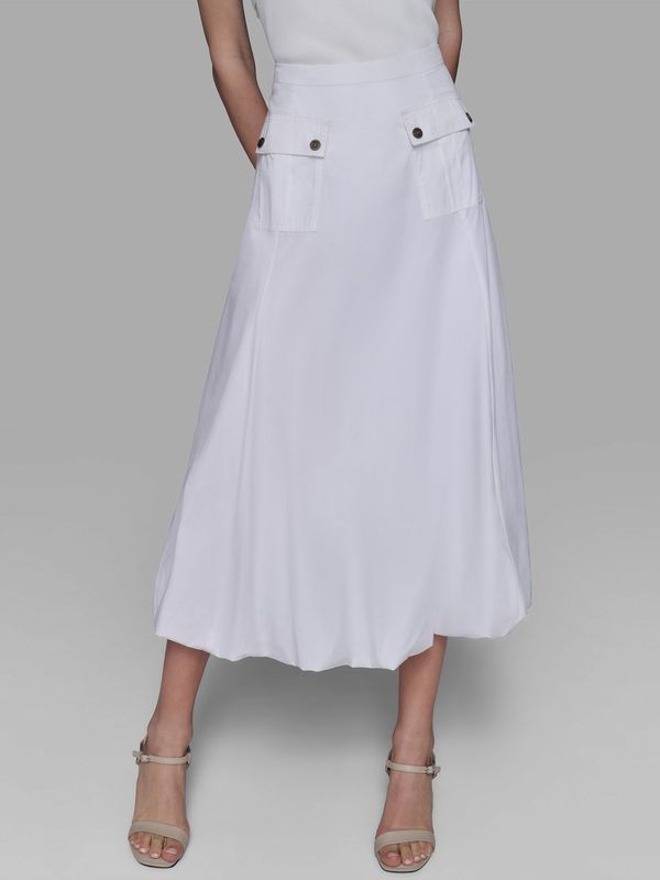 Falda midi con efecto globo