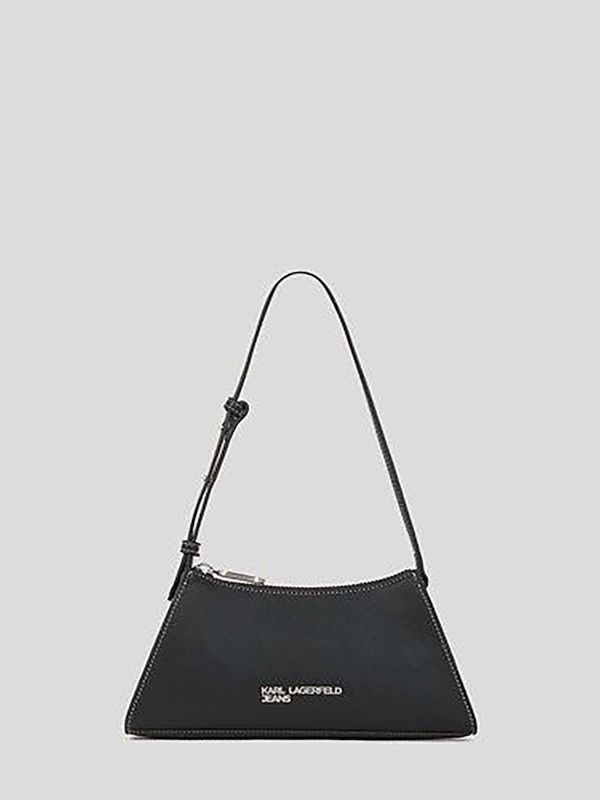 Cartera de hombro pequeña con logo de metal