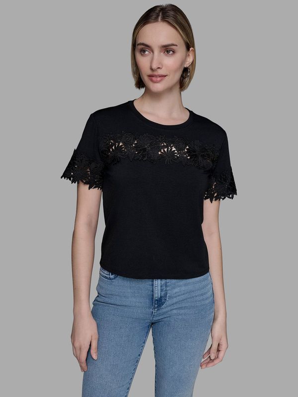 Polera de punto con detalle de encaje