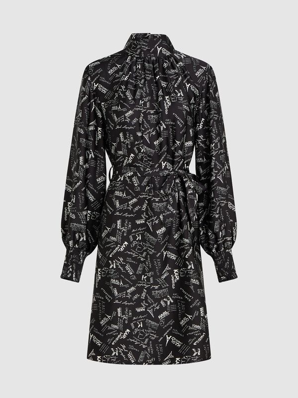 Vestido con estampado integral de París y cinturón a juego